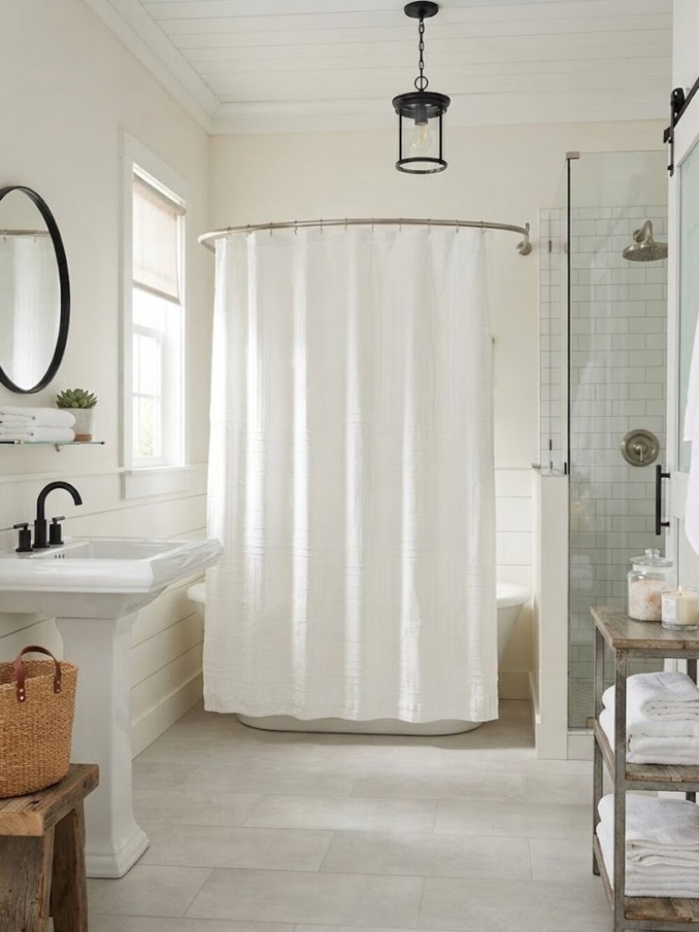 Cotton PIUBELLE Textured Shower Curtain Panel - Crisp Modern Look